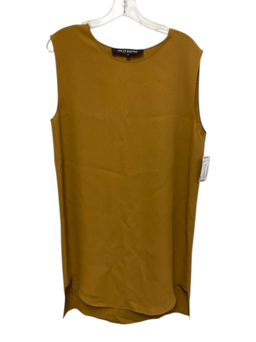 Ter Et Bantine Size 42 Camel Brown Viscose Sleeveless Round Neck Pockets Dress Camel Brown / 42