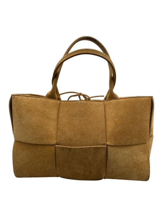Bottega Veneta Camel Brown Suede leather Top Handle Intrecciato Shoulder Bag Camel Brown / M