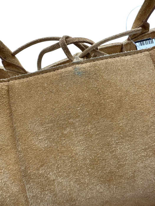 Bottega Veneta Camel Brown Suede leather Top Handle Intrecciato Shoulder Bag Camel Brown / M