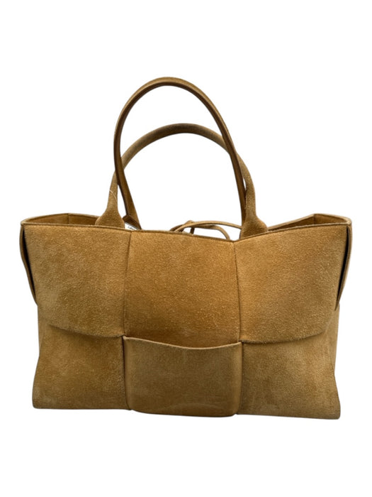 Bottega Veneta Camel Brown Suede leather Top Handle Intrecciato Shoulder Bag Camel Brown / M