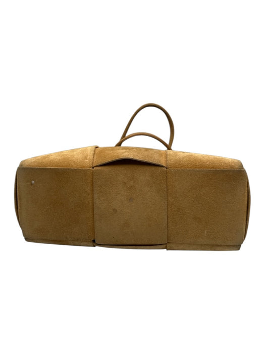 Bottega Veneta Camel Brown Suede leather Top Handle Intrecciato Shoulder Bag Camel Brown / M