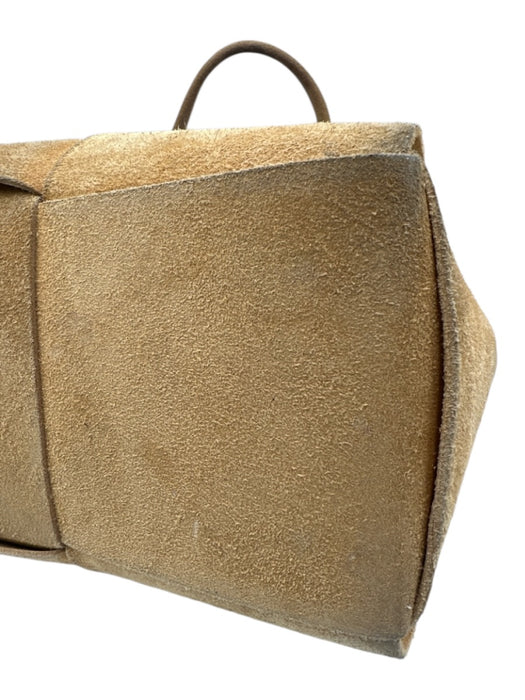 Bottega Veneta Camel Brown Suede leather Top Handle Intrecciato Shoulder Bag Camel Brown / M