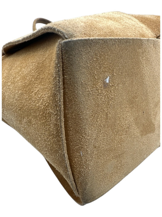 Bottega Veneta Camel Brown Suede leather Top Handle Intrecciato Shoulder Bag Camel Brown / M