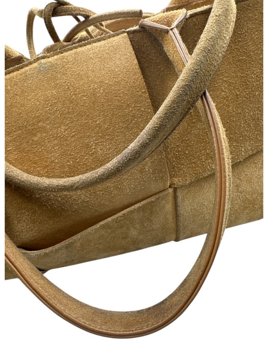 Bottega Veneta Camel Brown Suede leather Top Handle Intrecciato Shoulder Bag Camel Brown / M