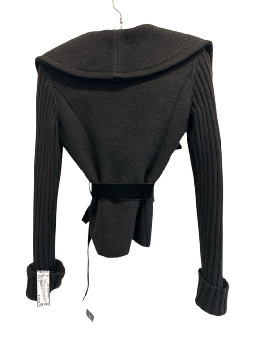 Valentino Size S Black Fleece Wool Large Collar Knit Block Snaps Sweater Jacket Black / S
