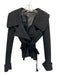 Valentino Size S Black Fleece Wool Large Collar Knit Block Snaps Sweater Jacket Black / S