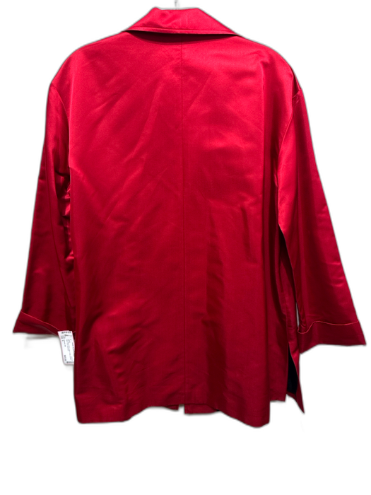 Lafayette 148 Size S Red Rayon Blend Satin Collar pocket Open Front Jacket Red / S