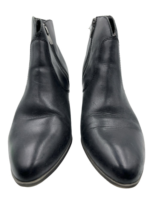 Frye Shoe Size 10 Black Leather Block Heel Inner Side Zip Ankle Boot Booties Black / 10