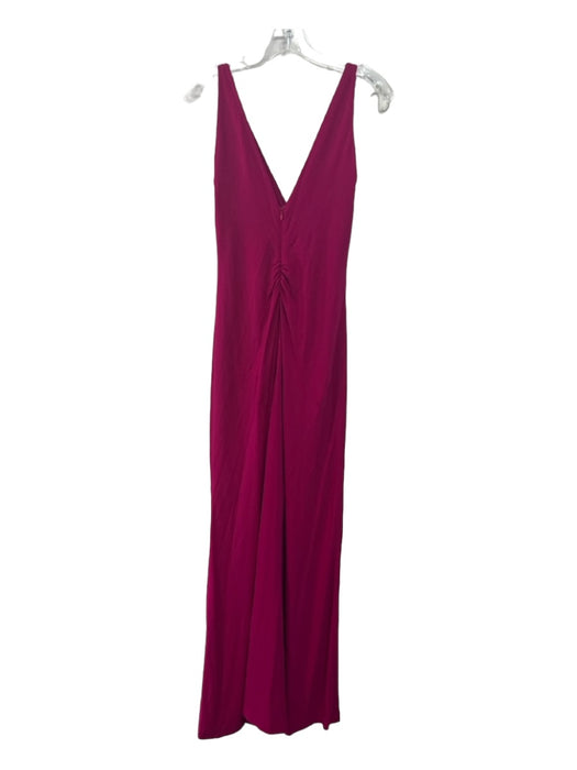 Max Mara Size 42 Pink Viscose Blend Sleeveless Double V Front Slit Ruched Gown Pink / 42