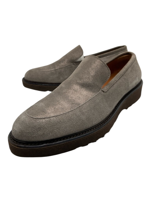 Aquatalia Shoe Size 10.5 Gray Suede Shimmer Platform Loafers Gray / 10.5