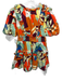 Walter Baker Size L Multi Color Cotton Color Block Leaf Shape Ruffle Dress Multi Color / L