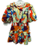 Walter Baker Size L Multi Color Cotton Color Block Leaf Shape Ruffle Dress Multi Color / L
