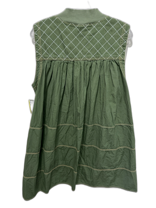 Pilcro Size M Army Green Cotton Sleeveless Half Zip Quilted Detail Dress Army Green / M
