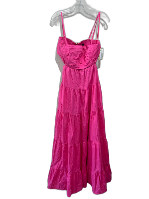 The Sang Size M Pink Cotton Spaghetti Strap Cut Out Sides Pleat Detail Dress Pink / M