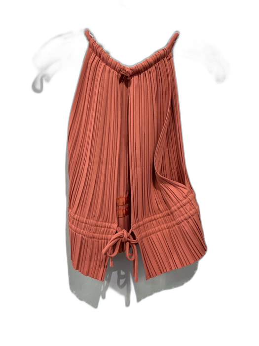 A.L.C. Size M Peach Orange Polyester Pleated Sleeveless Halter Tie Back Top Peach Orange / M