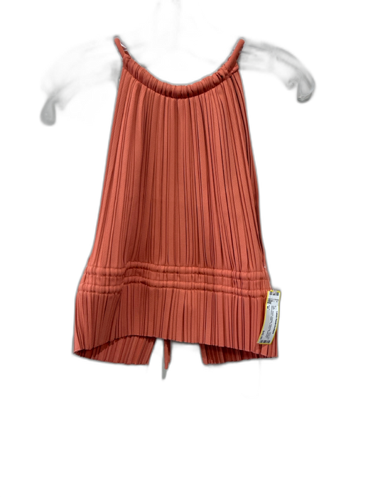 A.L.C. Size M Peach Orange Polyester Pleated Sleeveless Halter Tie Back Top Peach Orange / M