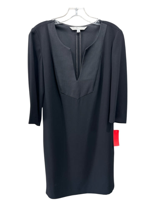 Trina Turk Size 4 Black Polyester placket detail Pockets Shift Dress Black / 4