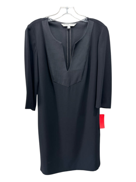Trina Turk Size 4 Black Polyester placket detail Pockets Shift Dress Black / 4