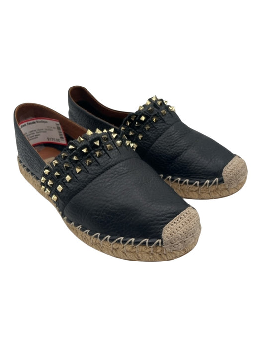 Valentino Garavani Shoe Size 37 Black Leather Upper Studded Slip On Flats Black / 37