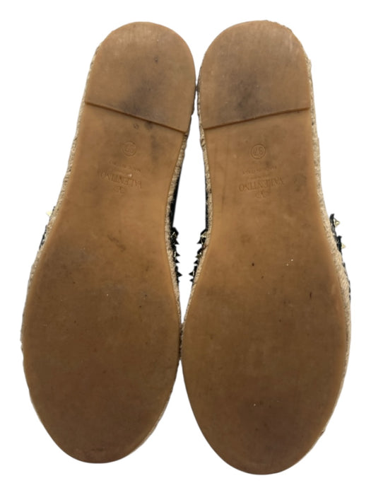 Valentino Garavani Shoe Size 37 Black Leather Upper Studded Slip On Flats Black / 37