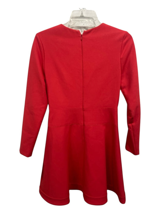 Shoshanna Size 4 Red Polyester Blend Long Sleeve Textured Flare Back Zip Dress Red / 4