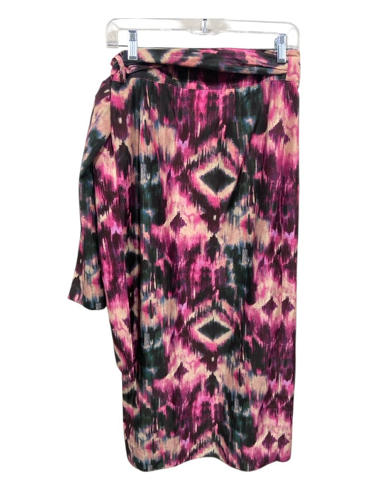 Marie Oliver Size XXS Pink, Green, Yellow Polyester Wrap Abstract Print Skirt Pink, Green, Yellow / XXS