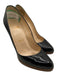 Christian Louboutin Shoe Size 37 Black Leather Almond Toe Stacked Heel Pumps Black / 37