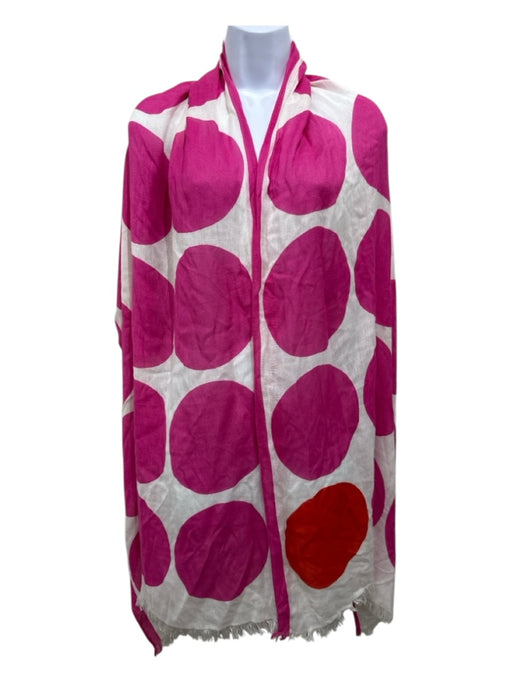 Kate Spade pink, white, orange Cotton Blend Circles Fringe Trim Rectangle scarf Pink, White, Orange / One Size