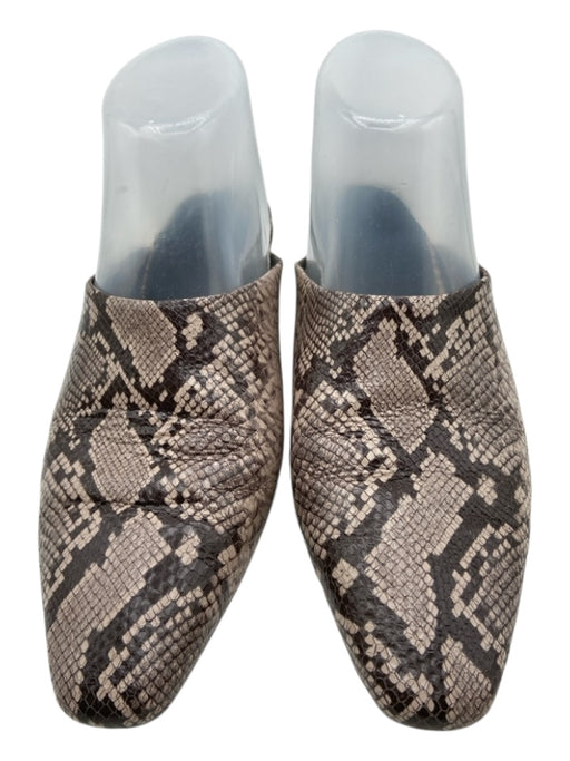 Vince Shoe Size 7.5 Taupe & Brown Leather Snake Pointed Almond Toe Wedge Mules Taupe & Brown / 7.5