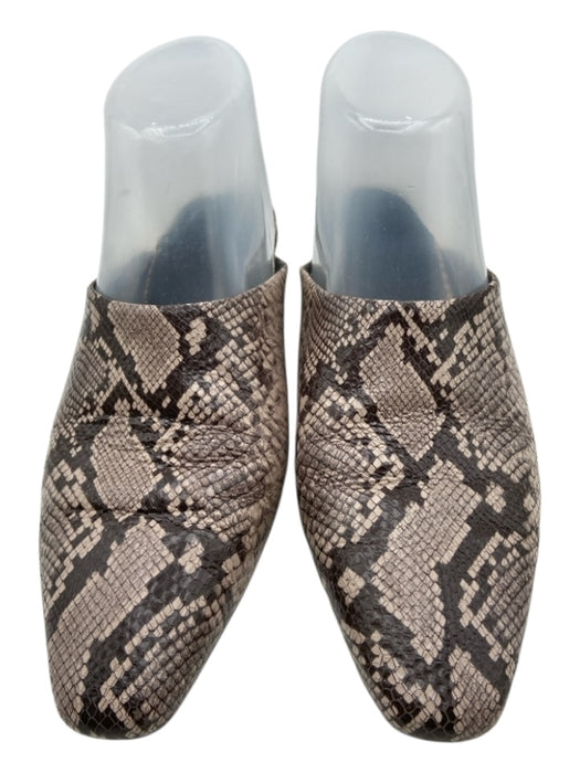 Vince Shoe Size 7.5 Taupe & Brown Leather Snake Pointed Almond Toe Wedge Mules Taupe & Brown / 7.5