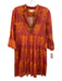 Sheridan French Size XS Red, Orange, Gold Cotton Blend Embellished Dress Red, Orange, Gold / XS
