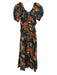 Ulla Johnson Size 2 Teal Green & Orange Cotton Floral Cut Out Waist Maxi Dress Teal Green & Orange / 2