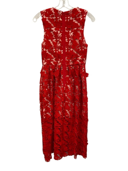 CROSBY by Mollie Burch Size 2 Red & Pink Polyester & Cotton Lace Overlay Dress Red & Pink / 2