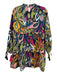 Allison Size XS Blue, Green, Pink Cotton Abstract Tassel Detail Above Knee Dress Blue, Green, Pink / XS