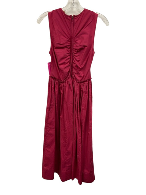 Ulla Johnson Size 2 Berry Pink Cotton Ruched Sleeveless Ruffle Maxi Dress Berry Pink / 2