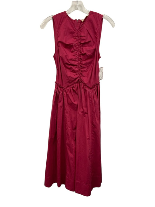 Ulla Johnson Size 2 Berry Pink Cotton Ruched Sleeveless Ruffle Maxi Dress Berry Pink / 2