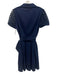 Shoshanna Size 4 Navy Blue Cotton Crochet Lace Button Down Short Sleeve Dress Navy Blue / 4