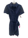 Shoshanna Size 4 Navy Blue Cotton Crochet Lace Button Down Short Sleeve Dress Navy Blue / 4