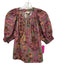 Anna Cate Size XS Purple, Brown, Green Cotton Abstract Floral Puff Sleeve Top Purple, Brown, Green / XS
