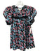 Allison Size XS Black, Pink, Blue Polyester Floral Button Down Top Black, Pink, Blue / XS