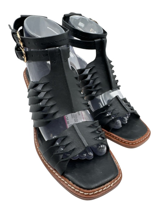 Ulla Johnson Shoe Size 38 Black & Brown Leather Upper Cork Heel Sandals Black & Brown / 38