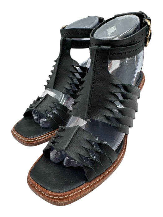 Ulla Johnson Shoe Size 38 Black & Brown Leather Upper Cork Heel Sandals Black & Brown / 38