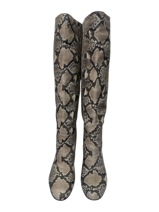 Dolce Vita Shoe Size 7 Taupe Brown Leather Upper Pull on Snake Knee Length Boots Taupe Brown / 7