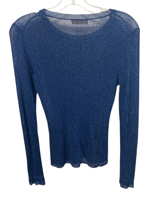 Ulla Johnson Size S Blue Semi Sheer Glitter Knit Long Sleeve Top Blue / S