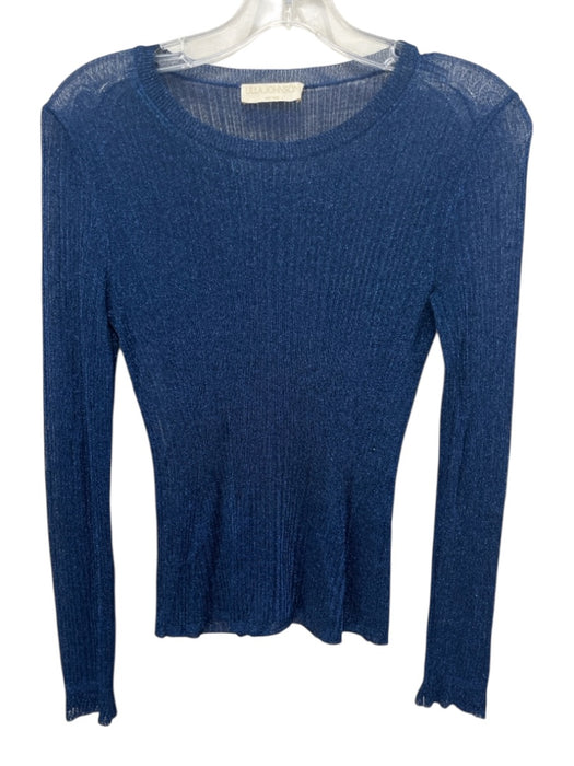 Ulla Johnson Size S Blue Semi Sheer Glitter Knit Long Sleeve Top Blue / S