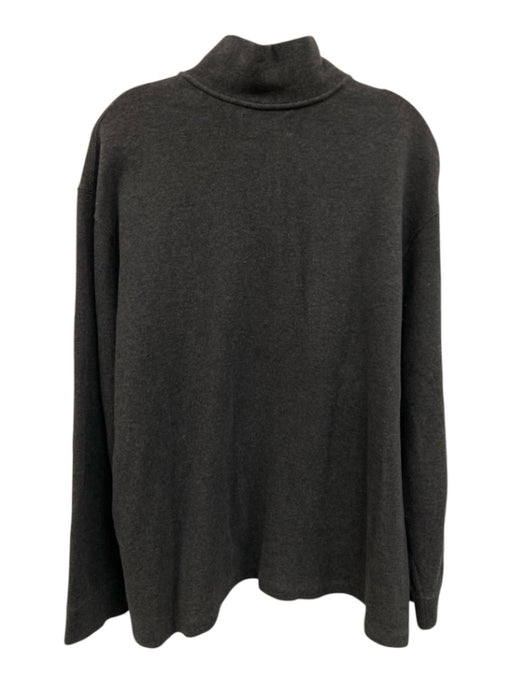 Polo Size XXL Dark Gray Cotton Solid Quarter Zip Men's Long Sleeve Shirt Dark Gray / XXL