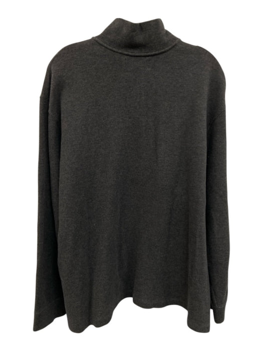Polo Size XXL Dark Gray Cotton Solid Quarter Zip Men's Long Sleeve Shirt Dark Gray / XXL
