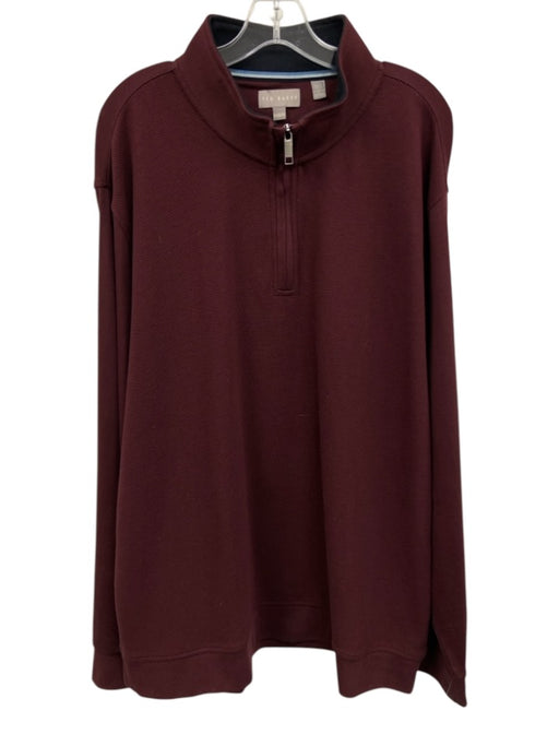 Ted Baker Size XXL Red Synthetic Micro Quarter Zip Athleisure Long Sleeve Shirt Red / XXL