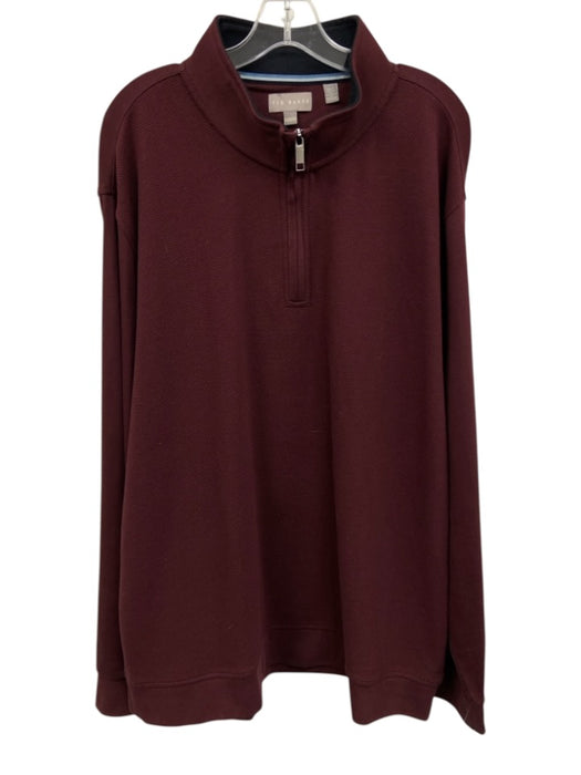 Ted Baker Size XXL Red Synthetic Micro Quarter Zip Athleisure Long Sleeve Shirt Red / XXL
