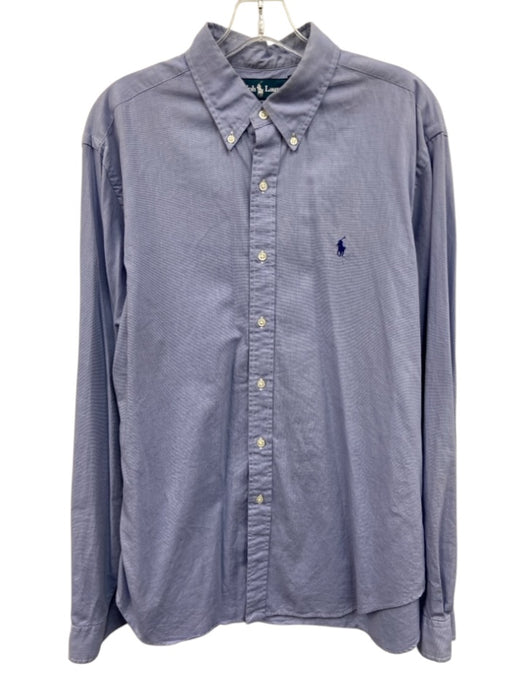 Ralph Lauren Size 16.5 Blue Cotton Micro Button up Men's Long Sleeve Shirt Blue / 16.5